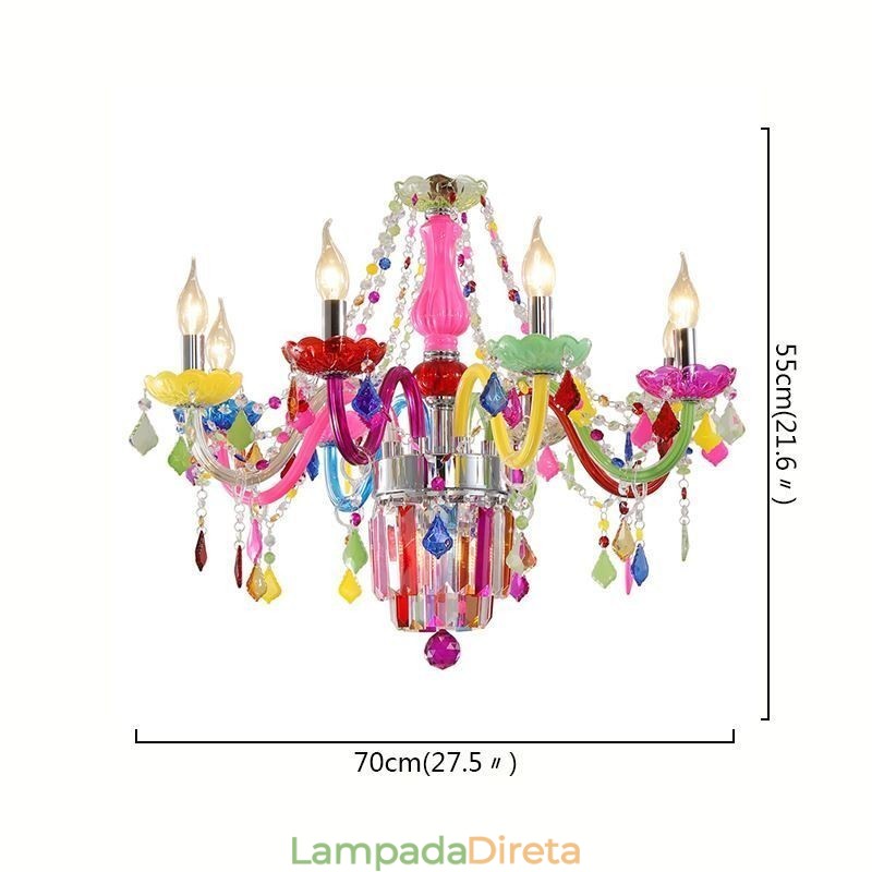 Lustre de cristal colorido europeu exclusivo luz pendente