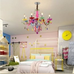 Lustre de cristal colorido europeu exclusivo luz pendente