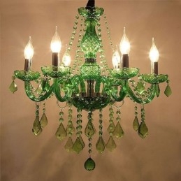 Lustre de cristal exclusivo estilo europeu luz pendente verde grama