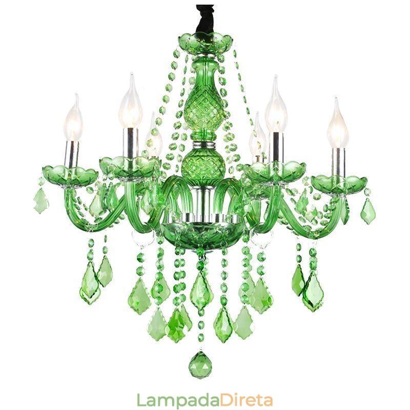 Lustre de cristal exclusivo estilo europeu luz pendente verde grama
