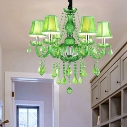 Lustre de cristal exclusivo estilo europeu luz pendente verde grama