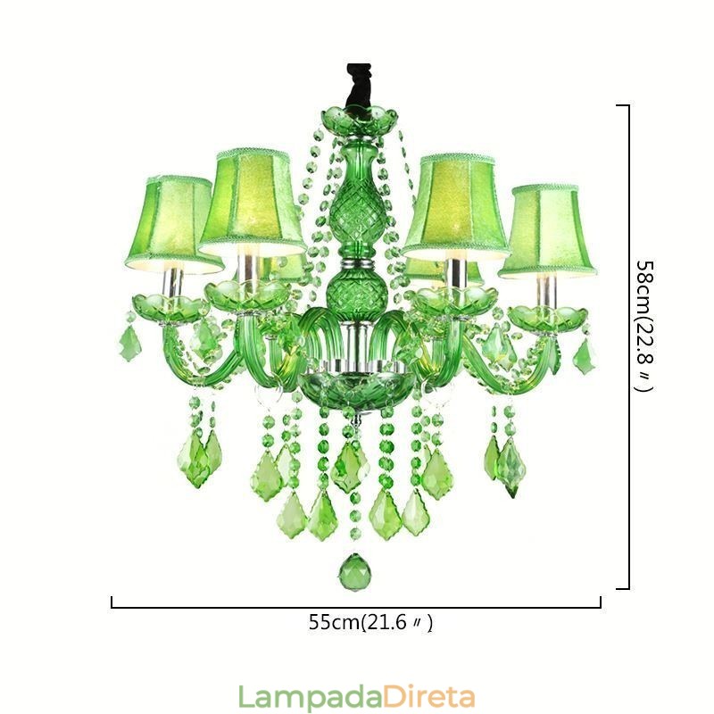 Lustre de cristal exclusivo estilo europeu luz pendente verde grama