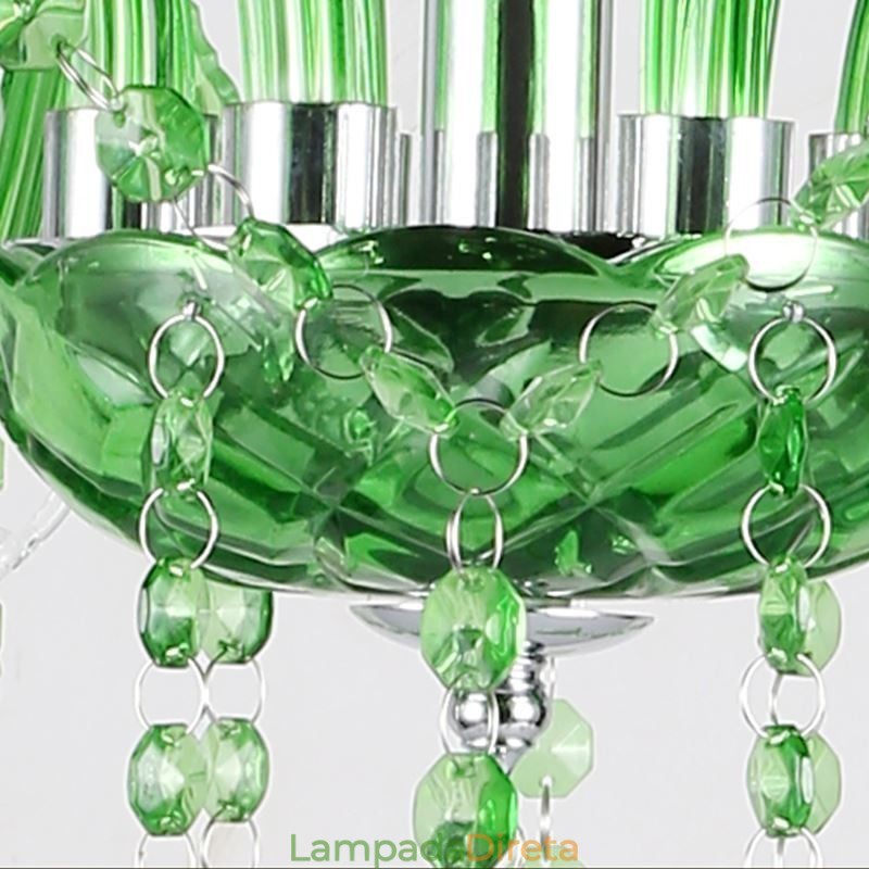 Lustre de cristal exclusivo estilo europeu luz pendente verde grama