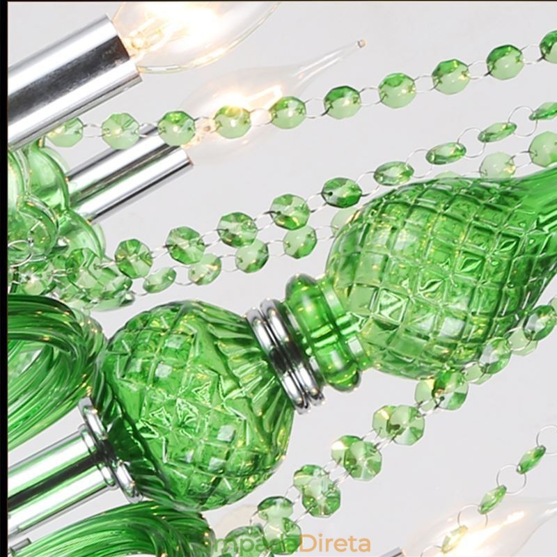 Lustre de cristal exclusivo estilo europeu luz pendente verde grama