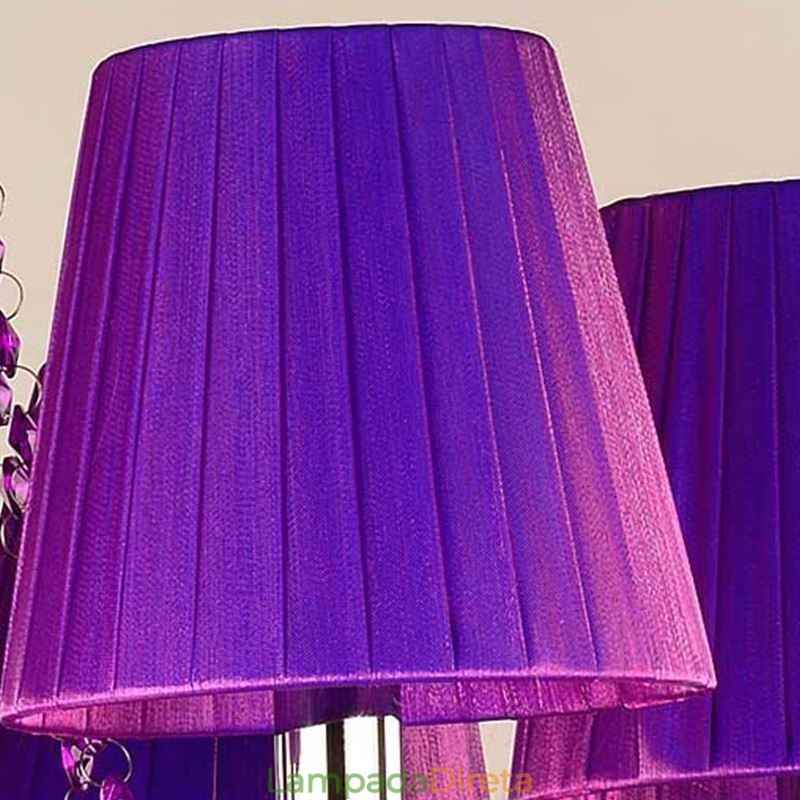 Lustre de cristal estilo europeu, luz pendente roxa