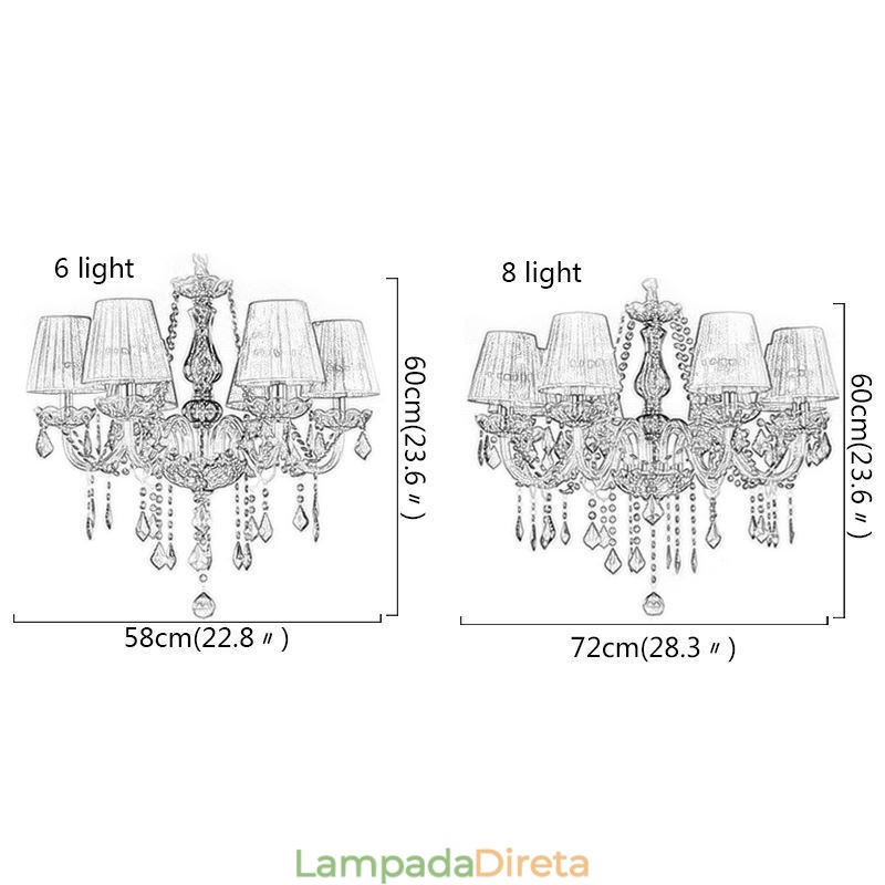 Elegante lustre de cristal estilo europeu luz pendente roxa