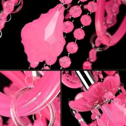 Lustre de cristal estilo europeu rosa luz pendente romântico