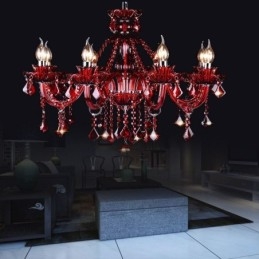 Lustre de cristal europeu vermelho luz pendente cor vermelha