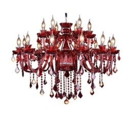 Lustre de cristal europeu vermelho luz pendente cor vermelha