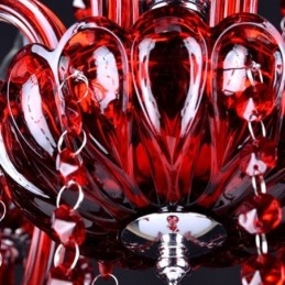 Lustre de cristal europeu vermelho luz pendente cor vermelha