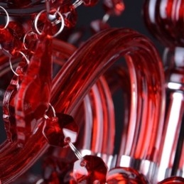 Lustre de cristal europeu vermelho luz pendente cor vermelha