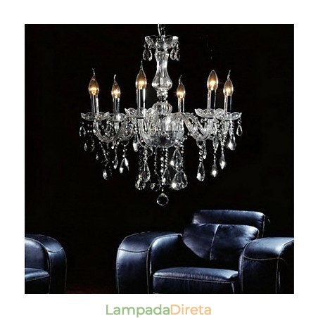 Elegante lustre de cristal com 6 luzes Elegante lustre de cristal com 6 luzes