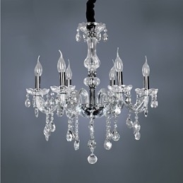 Elegante lustre de cristal com 6 luzes