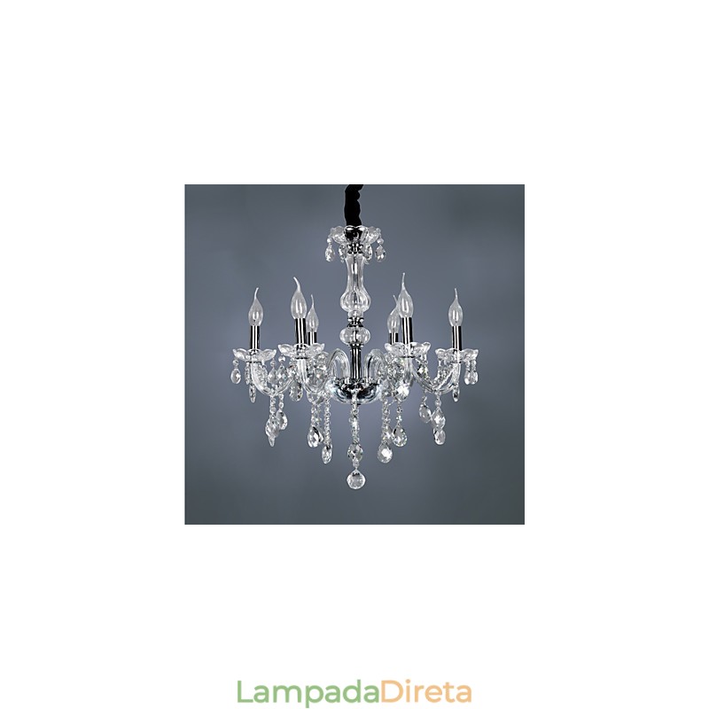 Elegante lustre de cristal com 6 luzes