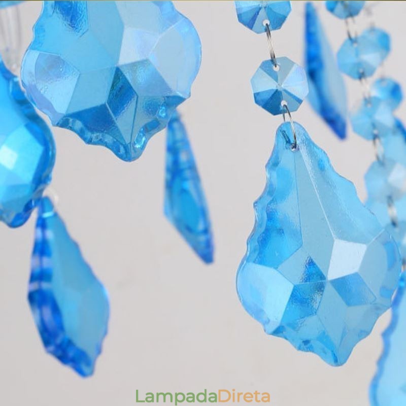 Elegante lustre de cristal europeu azul luz pendente