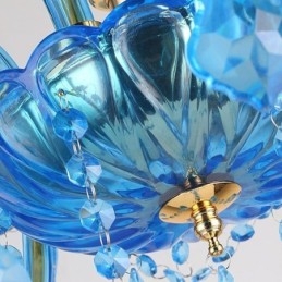 Elegante lustre de cristal europeu azul luz pendente