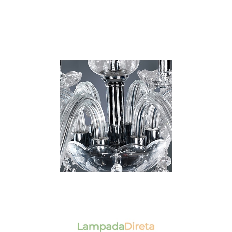 Elegante lustre de cristal com 6 luzes