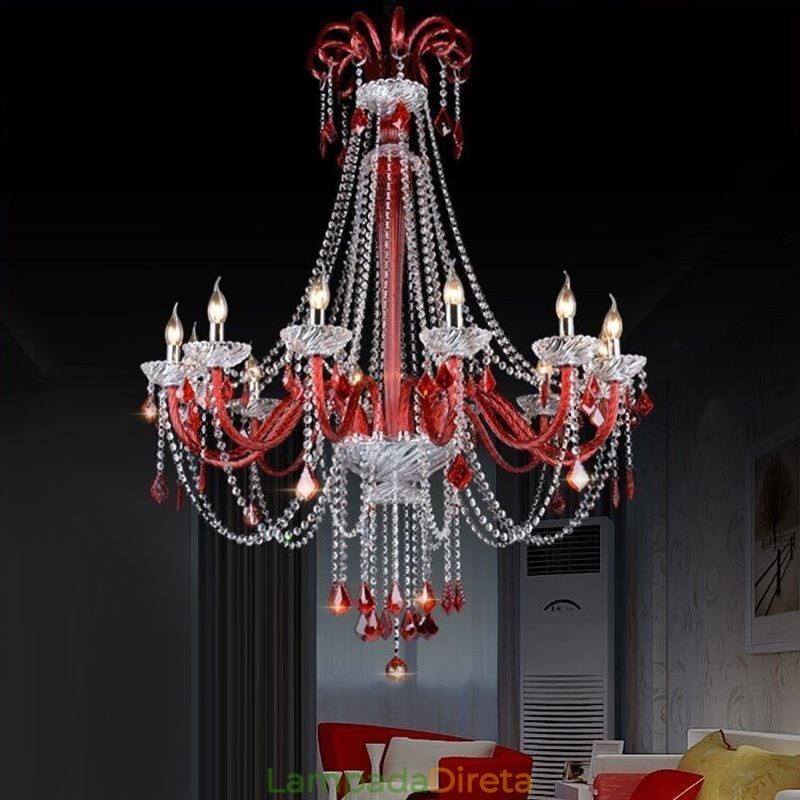 Lustre de cristal europeu elegante luz pendente