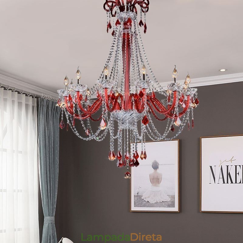 Lustre de cristal europeu elegante luz pendente