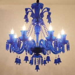 Lustre de cristal europeu com pingente de sinos e luzes de teto