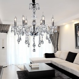 Elegante lustre de cristal com 6 luzes