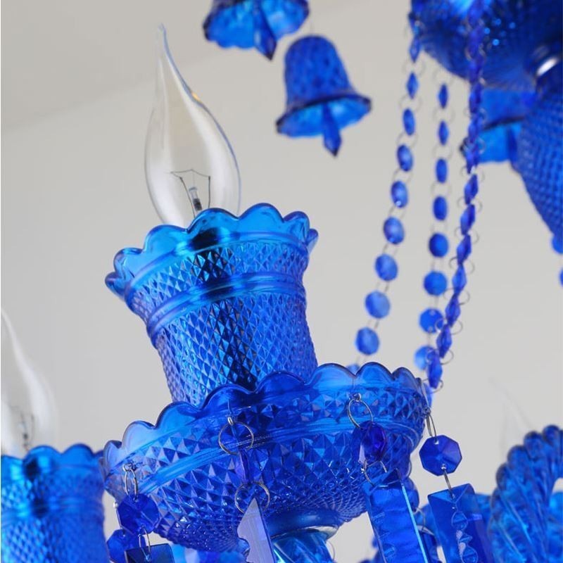 Lustre de cristal europeu com pingente de sinos e luzes de teto