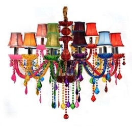 Lustre colorido estilo europeu, luminária pendente de luxo