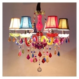 Grande lustre de cristal colorido europeu pendente