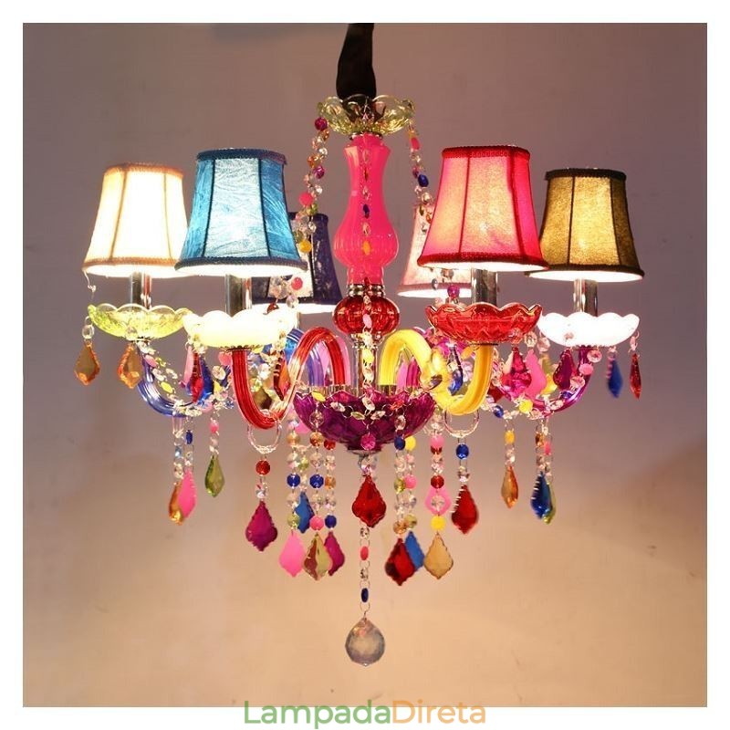 Grande lustre de cristal colorido europeu pendente