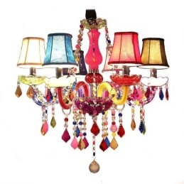Grande lustre de cristal colorido europeu pendente