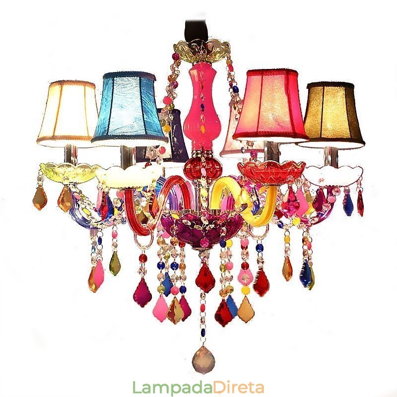 Grande lustre de cristal colorido europeu pendente