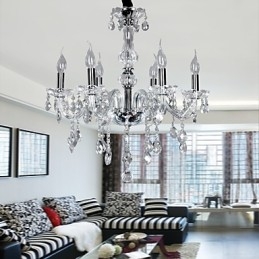 Elegante lustre de cristal com 6 luzes
