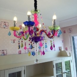 Grande lustre de cristal colorido europeu pendente