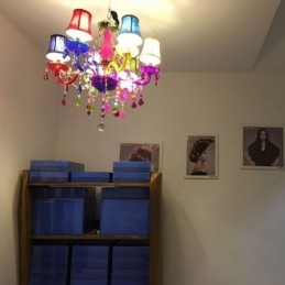 Grande lustre de cristal colorido europeu pendente