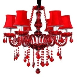 Lustre de cristal de luxo europeu vermelho cor pingente luz