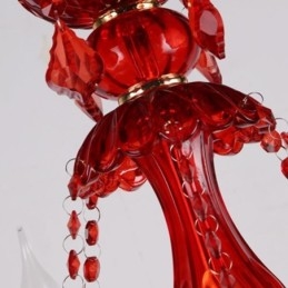 Lustre de cristal elegante europeu, cor vermelha, pingente de luz
