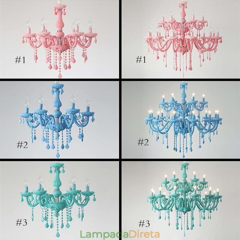 Elegante lustre de cristal europeu grande luz pendente