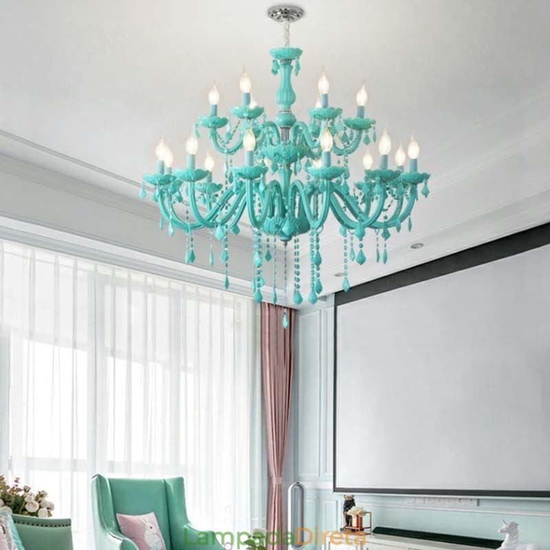 Elegante lustre de cristal europeu grande luz pendente