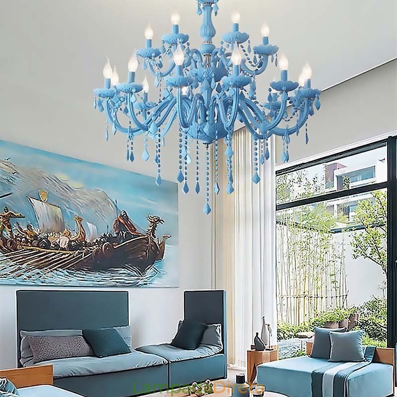 Elegante lustre de cristal europeu grande luz pendente