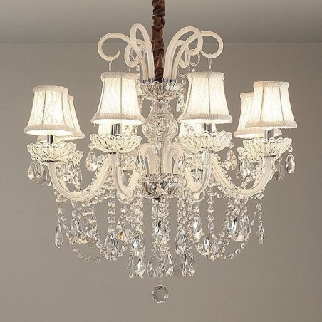 Elegante lustre de cristal europeu cor branca luz pendente Elegante lustre de cristal europeu cor branca luz pendente