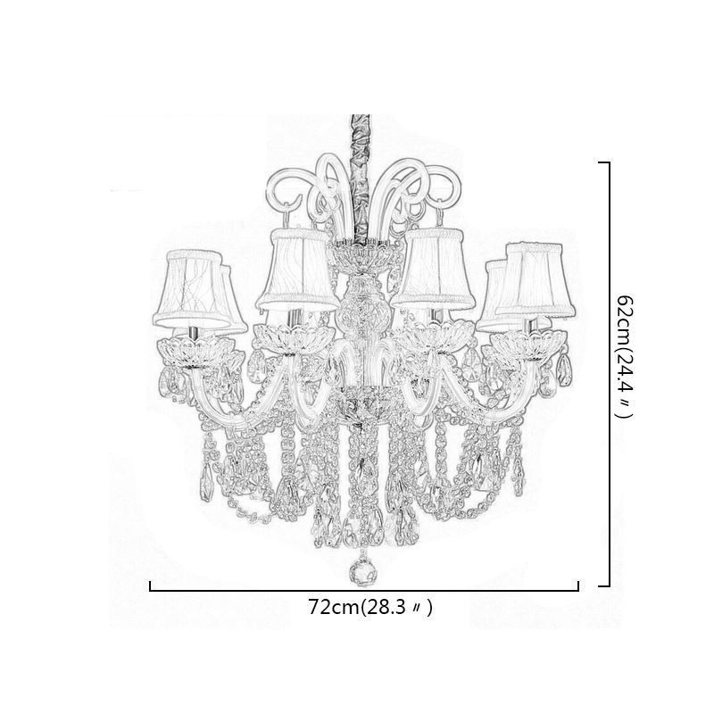 Elegante lustre de cristal europeu cor branca luz pendente