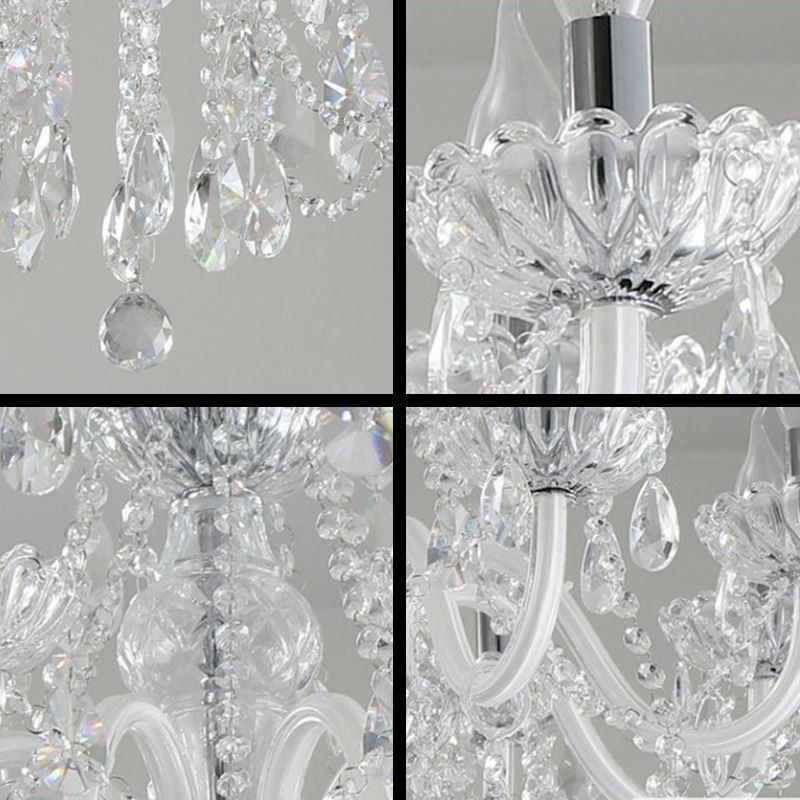 Elegante lustre de cristal europeu cor branca luz pendente