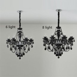 Lustre de Cristal de Luxo Europeu Preto 10 Luzes