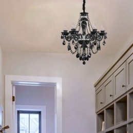 Lustre de Cristal de Luxo Europeu Preto 10 Luzes