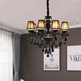 Lustre de Cristal de Luxo Europeu Preto 10 Luzes