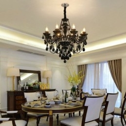 Lustre de Cristal de Luxo Europeu Preto 10 Luzes