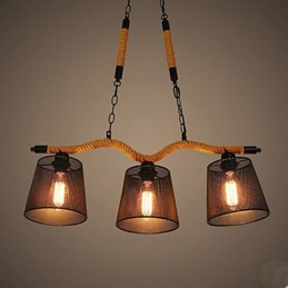Lustre de corda retrô criativo com três cabeças pastorais