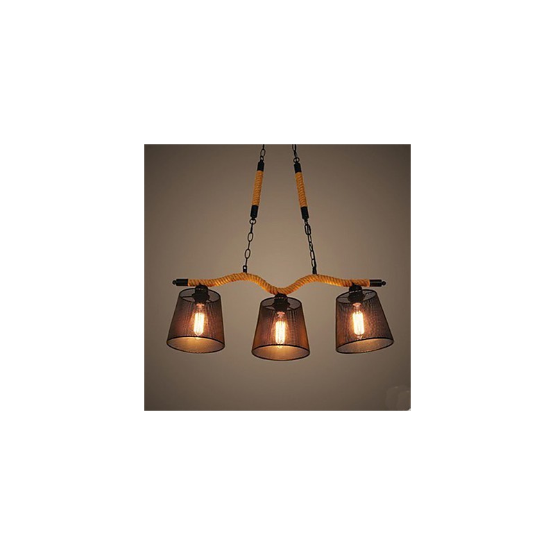 Lustre de corda retrô criativo com três cabeças pastorais