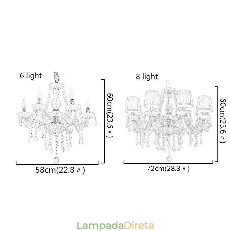 Lustre de cristal criativo europeu elegante luz pendente