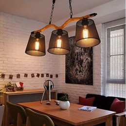 Lustre de corda retrô criativo com três cabeças pastorais